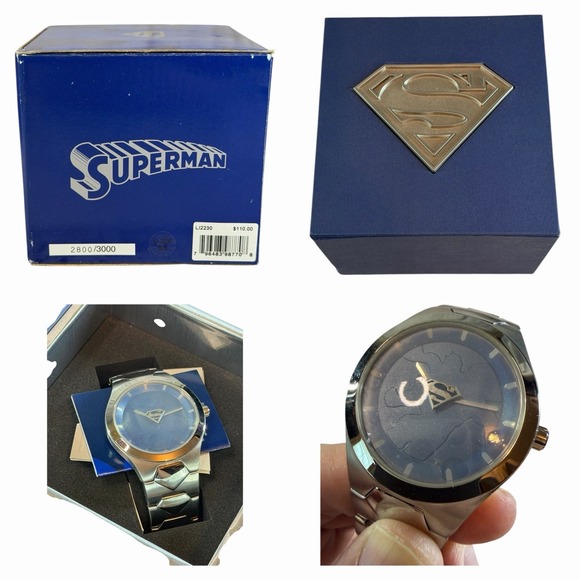 NWT Fossil Superman Watch Limited Edition #2800/3000 Silver Blue Face Wristwatch